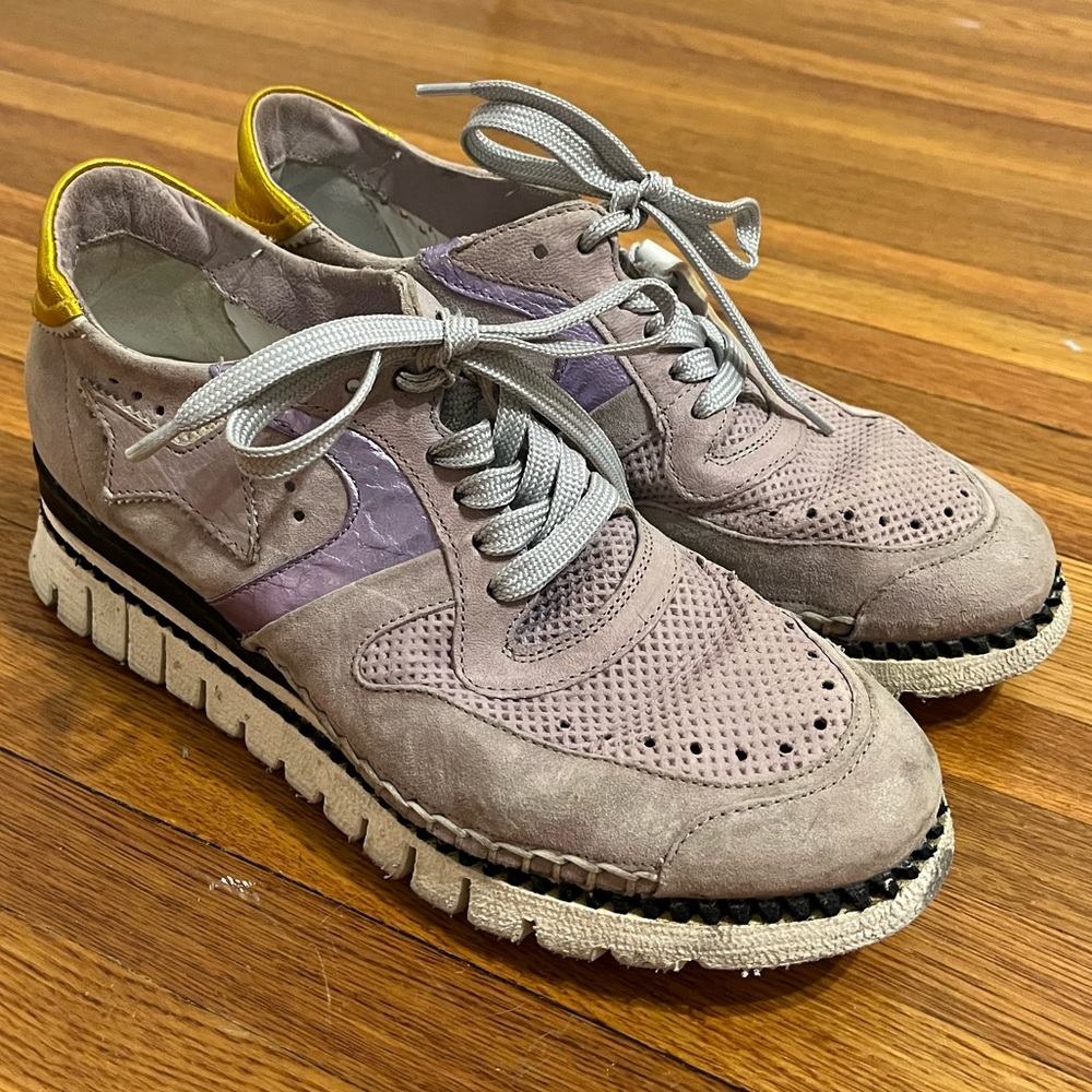 A.S.98 lavender/grey leather sneakers 9/40